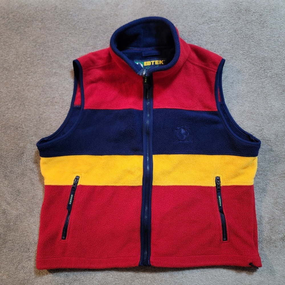 Vintage Eddie Bauer Ebtek Colorblock Full Zip Vest Men's M Made in USA 1990s